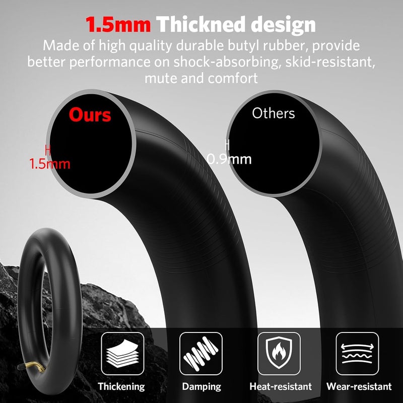 Cooryda 8.5'' Tire&Tube,8 1/2×2 Electric Scooter Tire Replacement Wheels for Gotrax Gxl V2/Xiaomi M365,8.5x2 Spare Wheel Tires for Front Rear Replacement Tires Butyl Rubber Curved Vlave(2inner+2outer) - Image 4